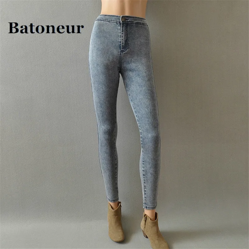 

High Waist Jeans For Women Casual Stretch Female Pencil Jeans Lady Vintage Denim Pants Slim Elastic Skinny Trousers 2018 spring