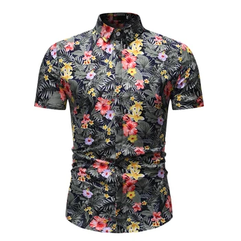

men shirt Casual Short Sleeve Summer Hawaiian Aloha Shirt Men Button Down Floral Pineapple Print Shirts 2019 New m-3XL
