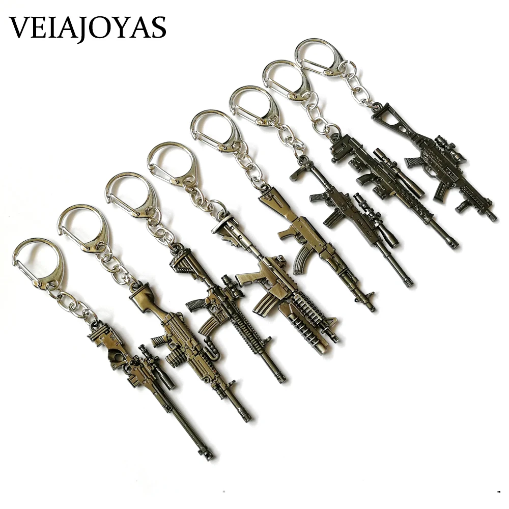 

Game Playerunknown's Battlegrounds Cosplay Weapons Keychains 6.5cm PUBG Key Rings AK47 M16 Alloy Car Key Holder Souvenir for Men