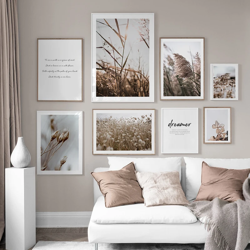

Leaves Wheat Reed Plant Dream Quote Canvas Poster Nordic Flower Wall Art Print Painting Decorative Picture Scandinavian Decor