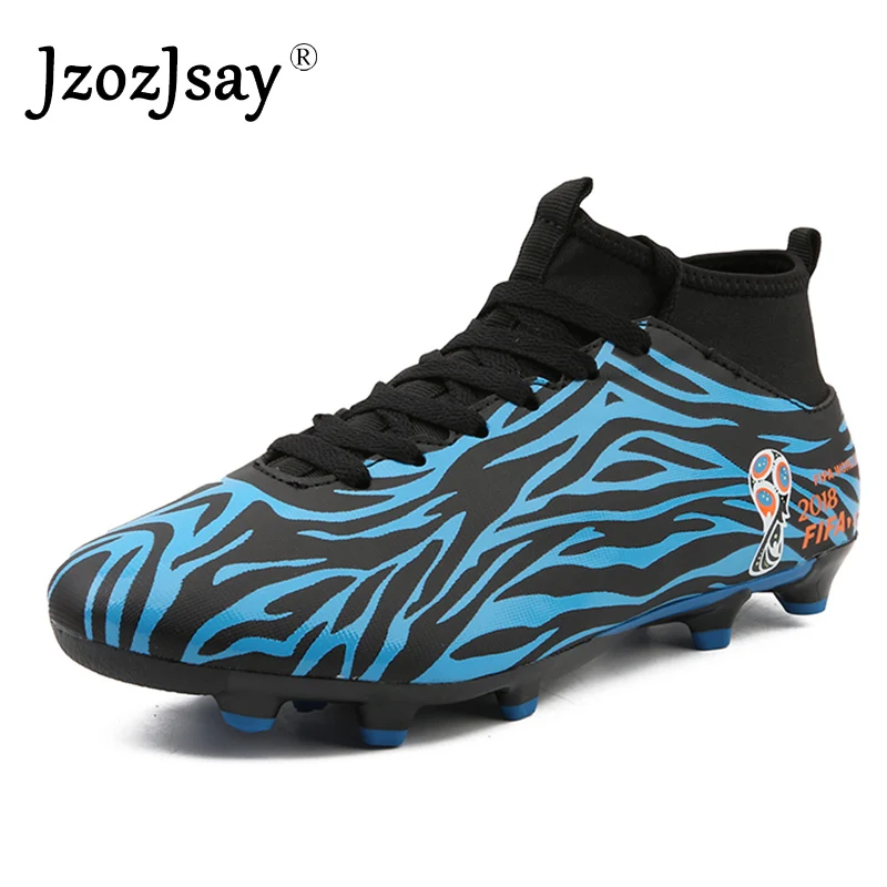

2018 New High-top Soccer Shoes Men and Women Long Spike Anti-skid Football Shoes Artificial Grass Game AG Football Boots