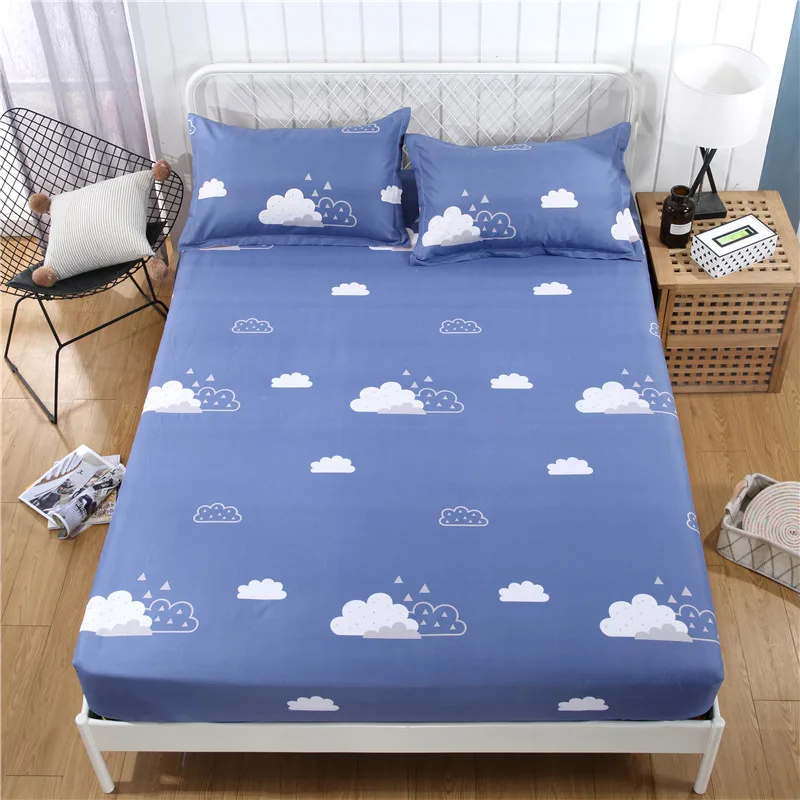 

Cartoon Cloud Print Fitted Sheet for Kids Flamingo Single Double Queen King Size 1pc Mattress Cover Bed Sheet with Elastic Band