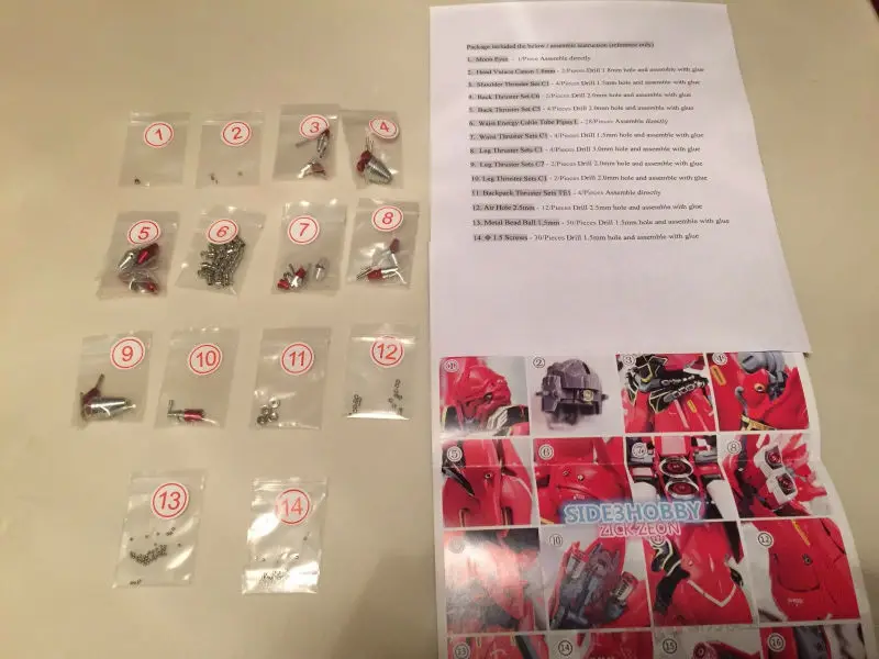 Newest Gundam Metal Detail-Up Parts Set For MG 1 100 MSN-06S Sinanju ver.Ka OVA Model Kit