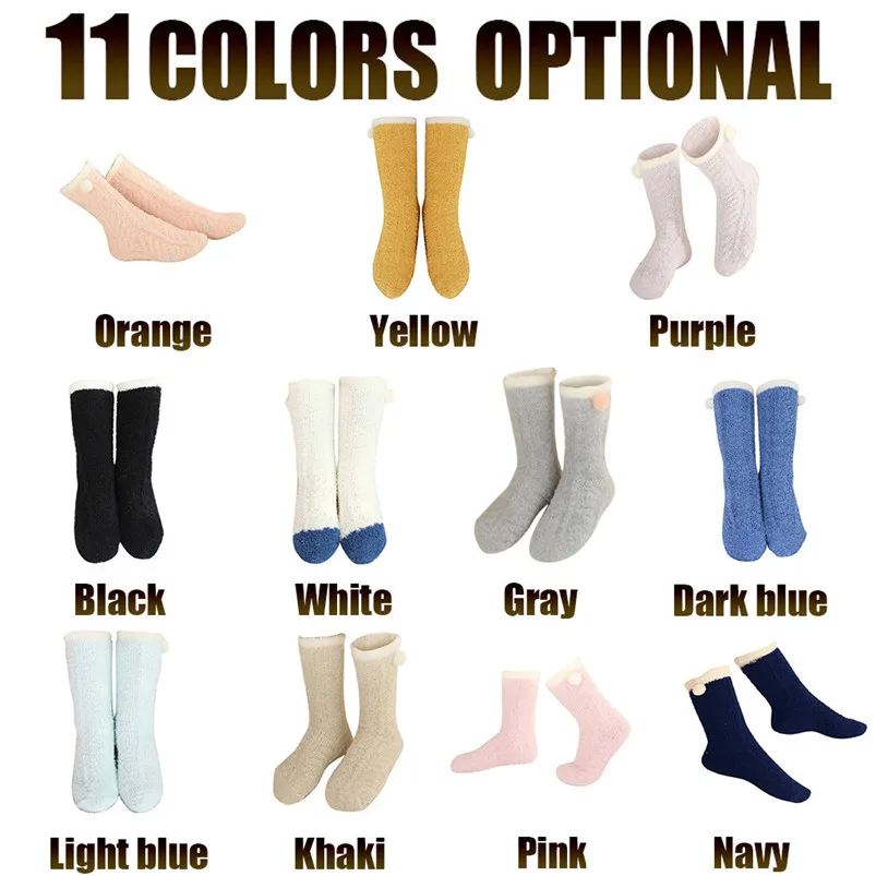 Winter Warm Mid-Calf Length Coral Velvet Socks Thicken Towel Fabric Floor Socks Harajuku Style Kawaii Velvet Sleep Meias  D17 (12)