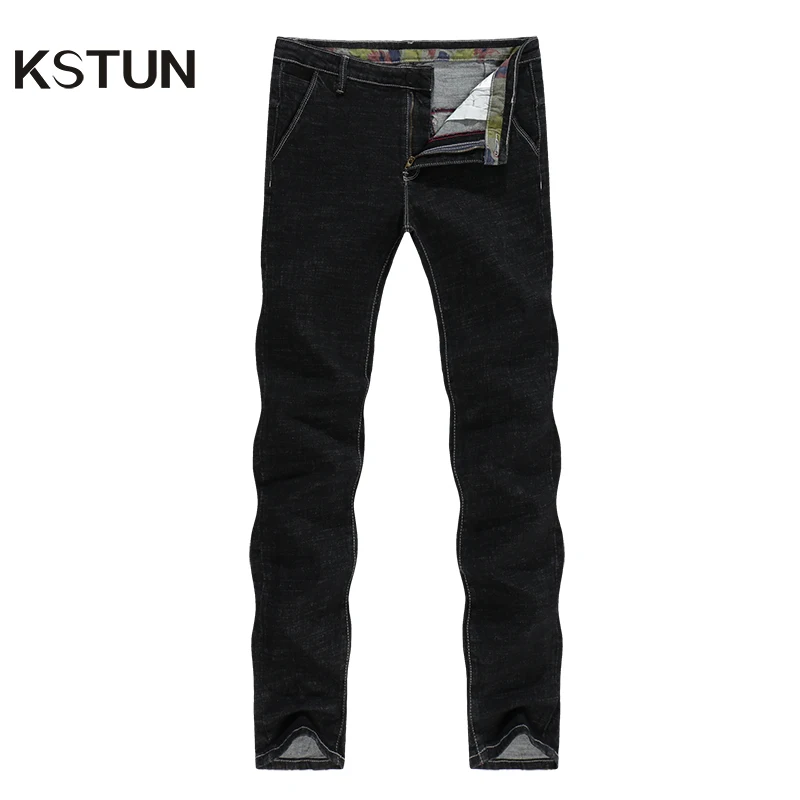 KSTUN Black Jeans Men Winter European American Style Stretch Long Trousers Slim Direct Denim Jean Casual Pants Boys Male Hombre