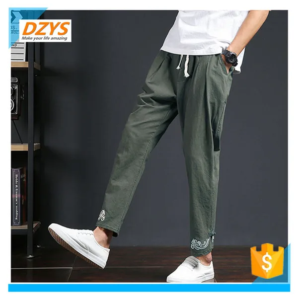 DZYS JF Chinese style linen casual pants men's nine pants harem pants ...