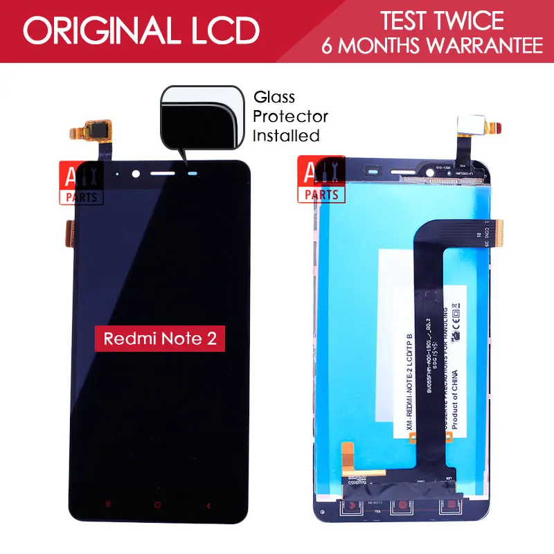 100 Tested original Brand TFT 1280x720 For XiaoMi Redmi Note 2 LCD Display with Touch Screen