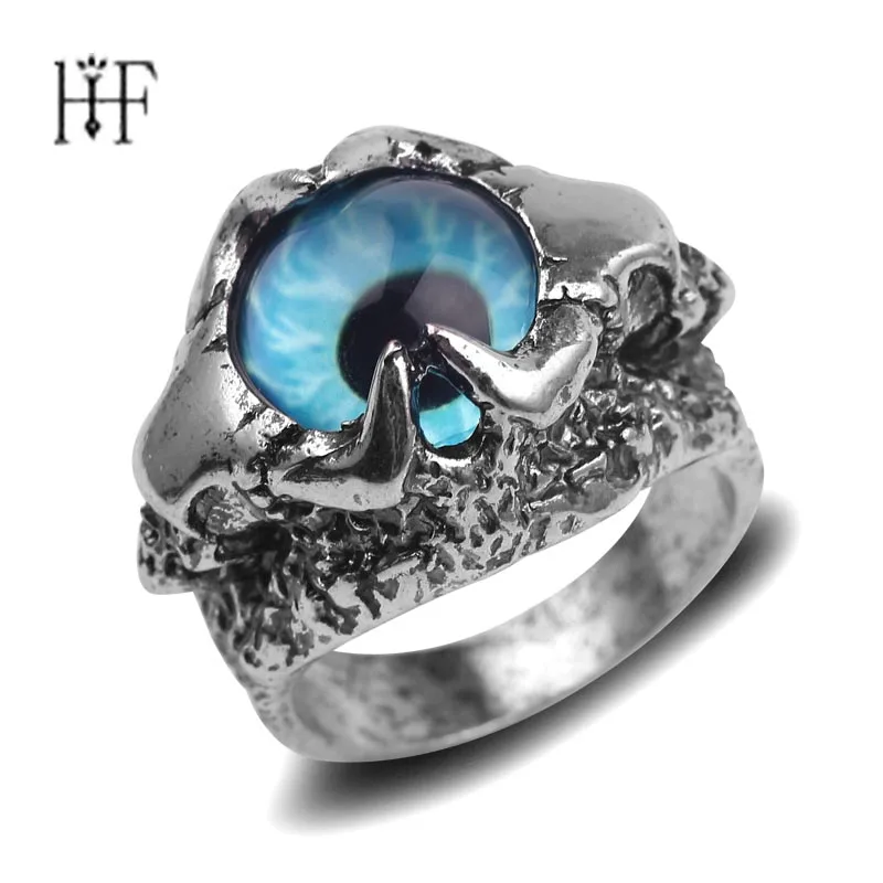 

Vintage Gothic Warrior Helmet evil Eye Man Ring Viking Skull Bull Head Animal Jewelry Punk Unique Personality Anel Masculino