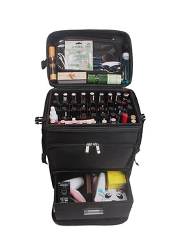 

Canvas+PVC Nails Makeup Toolbox Suitcase bag,Multi-layer Luggage,Rolling Cosmetic Case,Travel Trolley Case with Wheel,Beauty Box