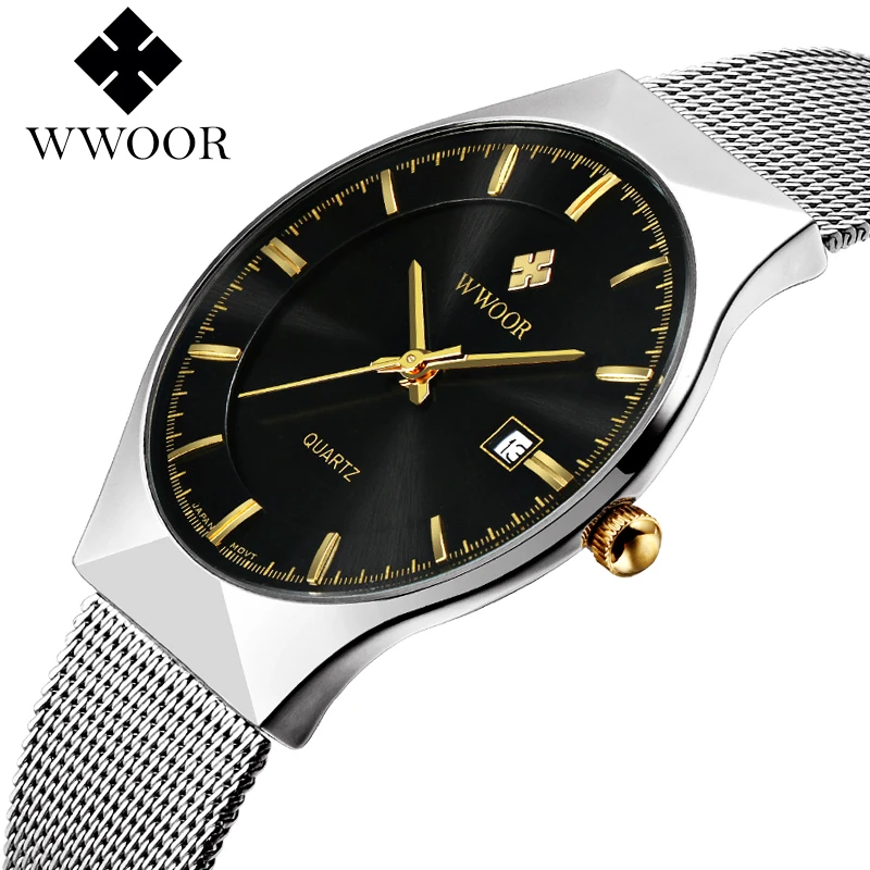 Бренд Для женщин watchesquartz-часы стальной сетки ремешок кварцевые часы ультра
