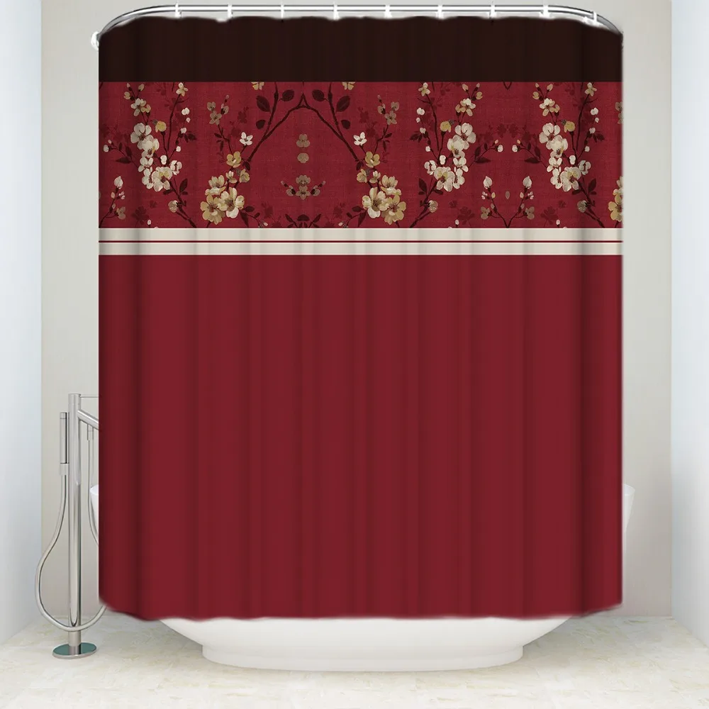 Memory Home Cocoa Flower Shower Curtain 70 Inch By 72 Red Shower Curtain 70 Inch By 72