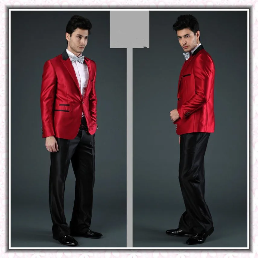 Приталенный Блейзер сделанный на заказ, на заказ, горячая распродажа, Красный шотландский мужской костюм, строгий, Свадебные смокинги для мужчин(пиджак+ брюки+ галстук - Цвет: as picture