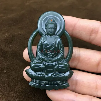 

Xinjiang Hetian jade sapphire jade a fine material inlaid with Nanhong features Da Ri Rulai jade pendant hp323#