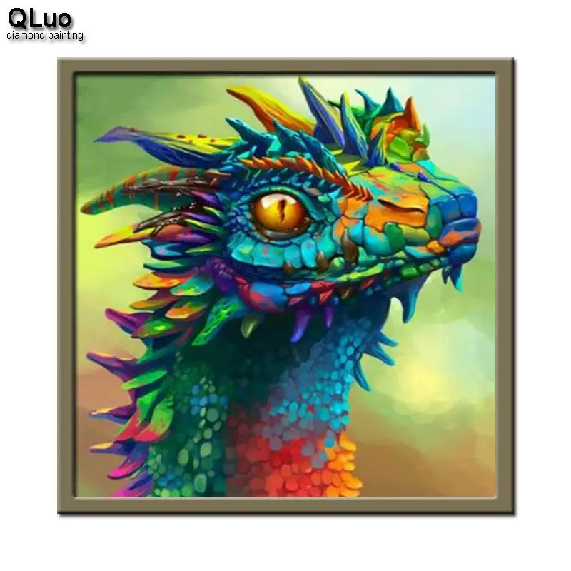 

Qluo 5d Diamond Painting Animal Full Drill Cross Stitch Diamond Embroidery Cartoon Dragon Rhinestones Diamond Mosaic Needlework