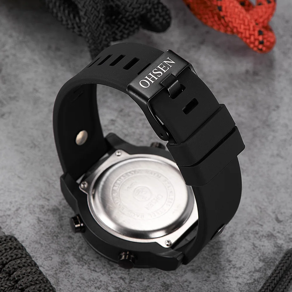 Новинка Ohsen цифровой бренд спортивные мужские кварцевые часы наручные мужской 50 м водонепроницаемый резиновый ремень синий мода ручной часы