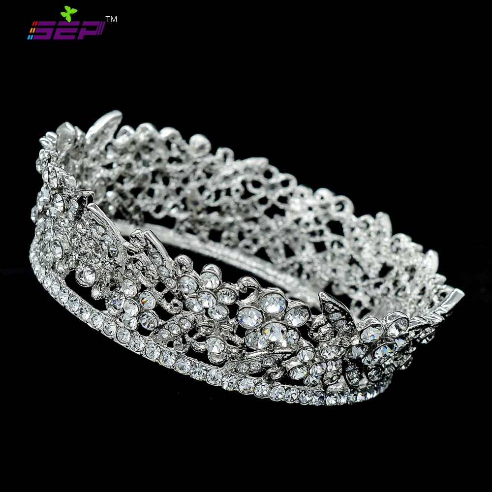 High Quality Real Austrian Crystal Round Flower Tiaras Crown for Little
