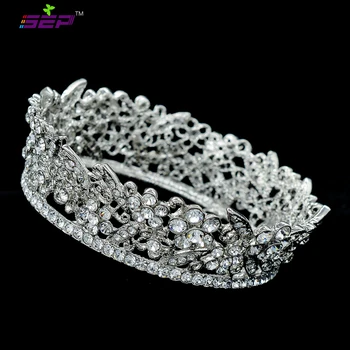 

High Quality Real Austrian Crystal Round Flower Tiaras Crown for Little Flower Girl Wedding Jewelry Hair Accessories JHA3205B