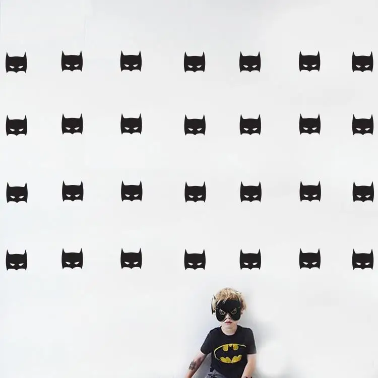 

42/set 8cm Super Hero Batman Mask Removable wall stickers for Kids Nursery Room Vinyl Art Home decal Boys Room Decor KW-144
