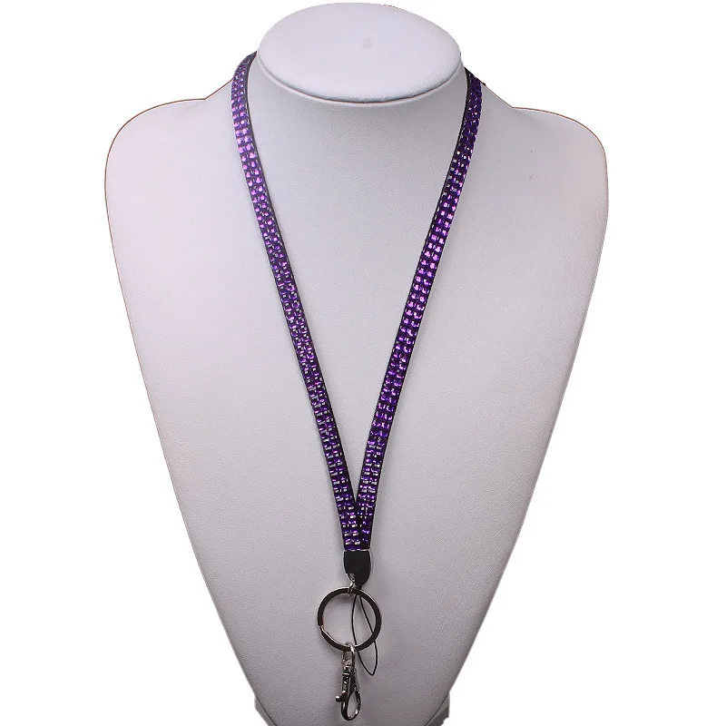 

Around Bling Crystal Rhinestones Leather Neck Strap Lanyard for ID Badge Keys Holder Business Id/key Or Glasses lanyard