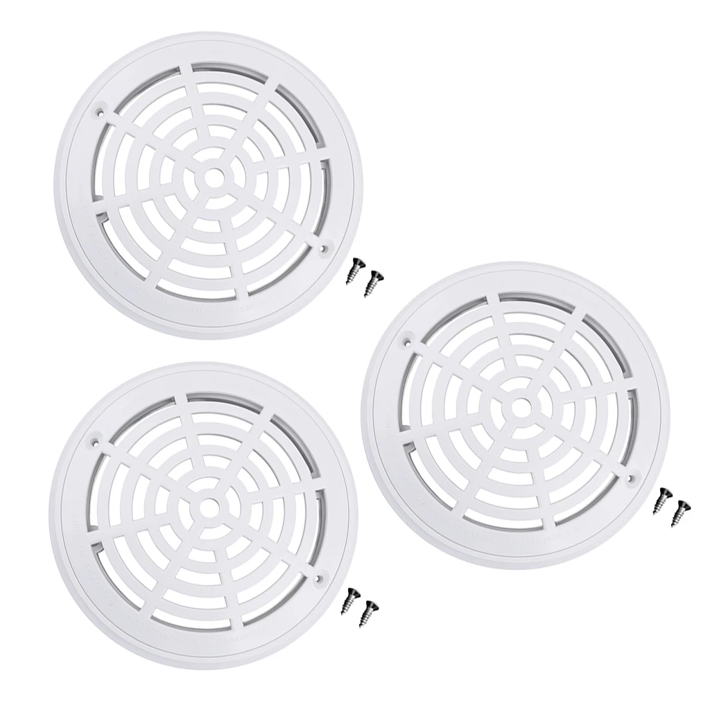 3 Pack 8inch Durable Dual Replacement Cover Main Bottom Drain for Swimming Pool In Ground & Above Ground Accessory with Screws