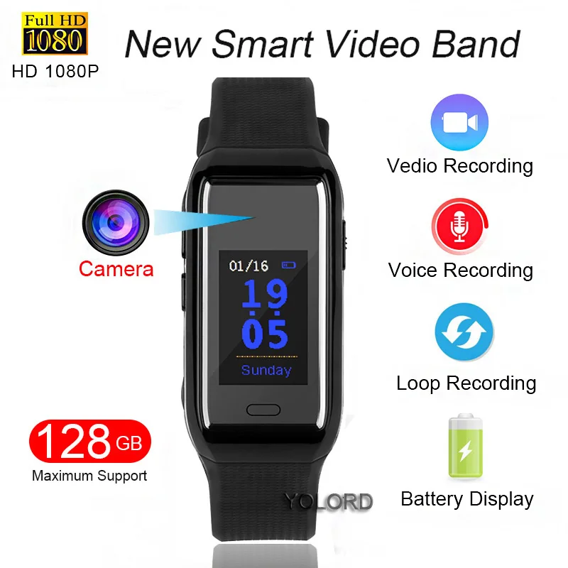 HD 1080P камера Диктофон Видео Аудио Звук Спорт трекер часы SmartBand браслет умный браслет