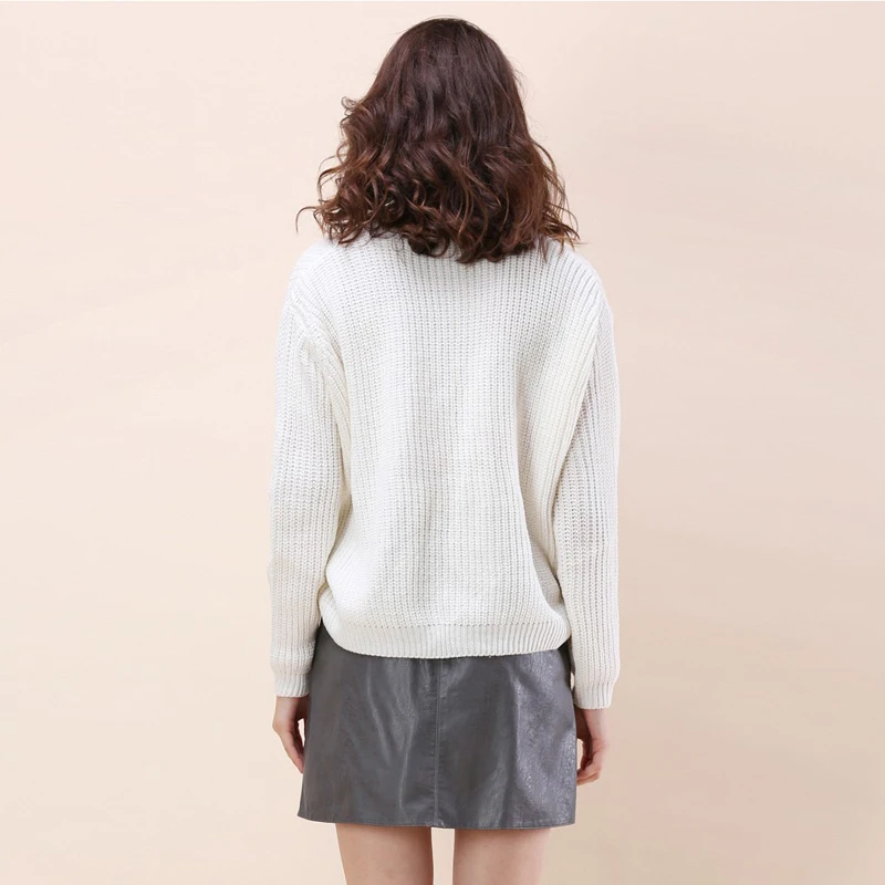 HYH haoyihui Для женщин свитер белый сладкий, v-образным вырезом с длинным рукавом High-Low Кружево-Up Кардиганы для женщин Элегантный дизайн