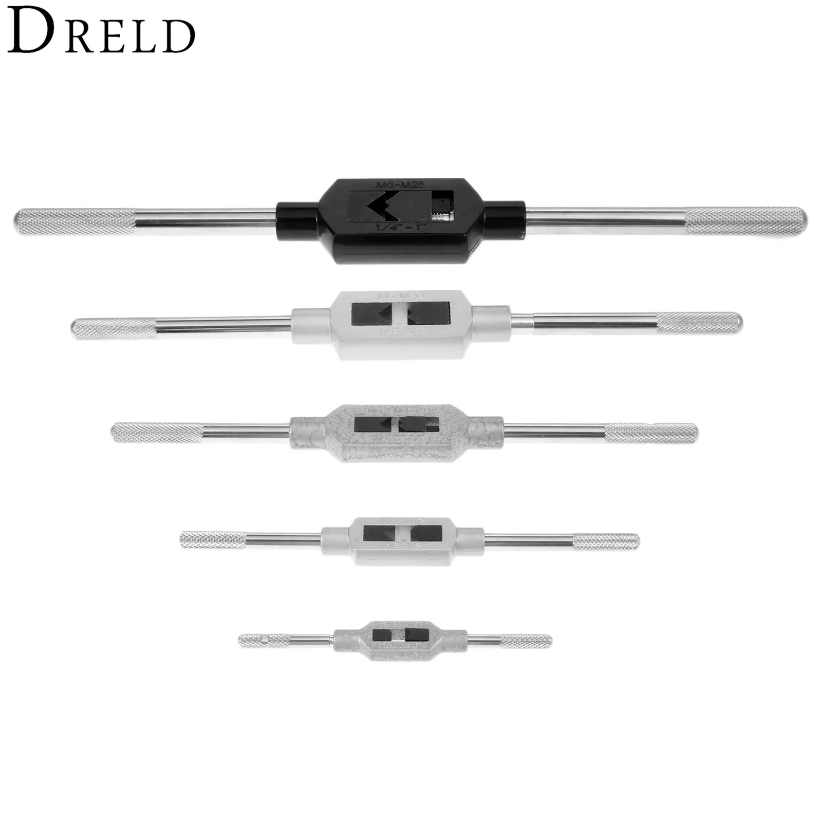 DRELD Adjustable Tap Wrench for American Standard Thread Tap Handle Steel Hand Taps Holder Tapping ReamerTools for Metalworking