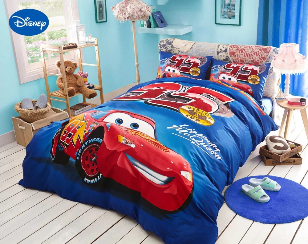 Blue Disney Cartoon Lightning Mcqueen Printed Bedding Sets For Childrens Boys Bedroom Decor Cotton Bed Covers Twin Full Bedding Set Printed Bedding Setbed Cover Twin Aliexpress