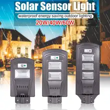 Светодиодный светильник на солнечной батарее, уличное освещение 20 Вт 40 Вт 60 Вт, супер яркий датчик движения, водонепроницаемая лампа безопасности