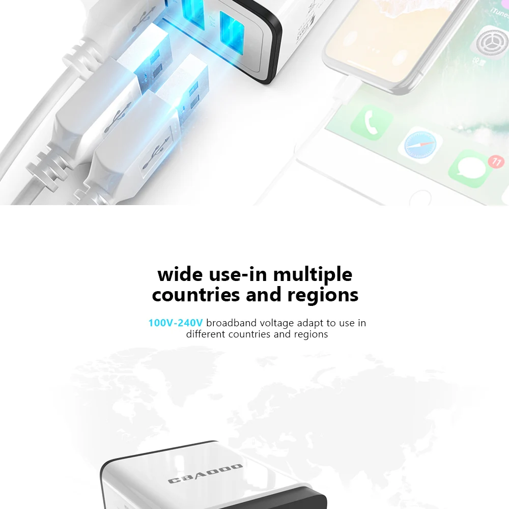 CBAOOO Travel USB Charger 5V 3A EU Plug Quick Charging Mini Charger Adapter Smart Charger for Mobile Phone Charger