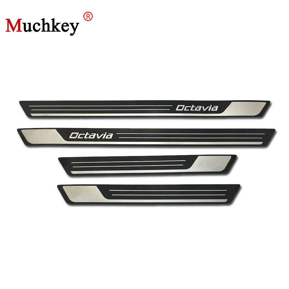 

For Skoda Octavia A5 A7 2007 2008 2009 2010 2011 2012 2013 2014 Car Door Sill Scuff Plate Welcome Pedal Stainless Steel 4pcs