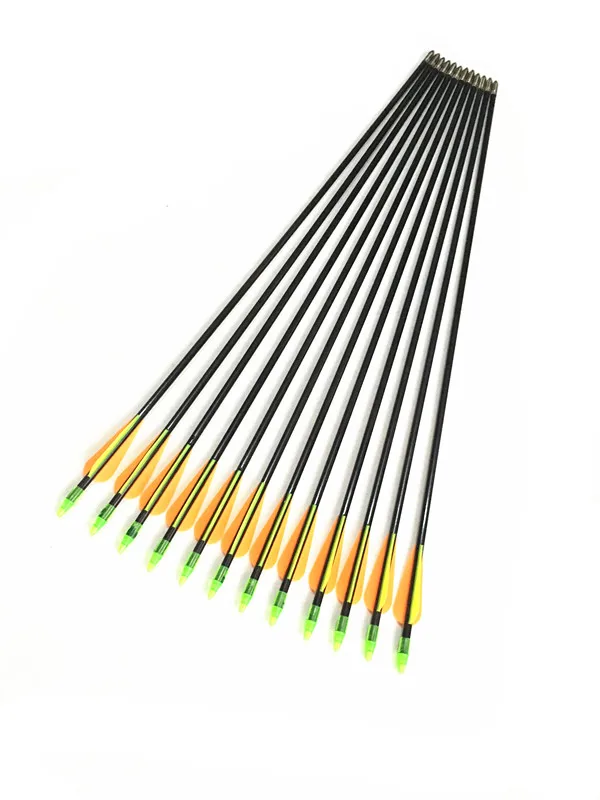 12PCS Length 80cm Fiberglass Arrows With Bullet Arrow Tip For Recurve