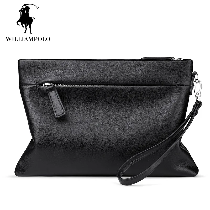 

2018 Luxury Genuine Leather Handbag for Men Bag Envelope Clutch Bag Ipad Cases Solid Black Handbags Big Purse Wallet EA0301