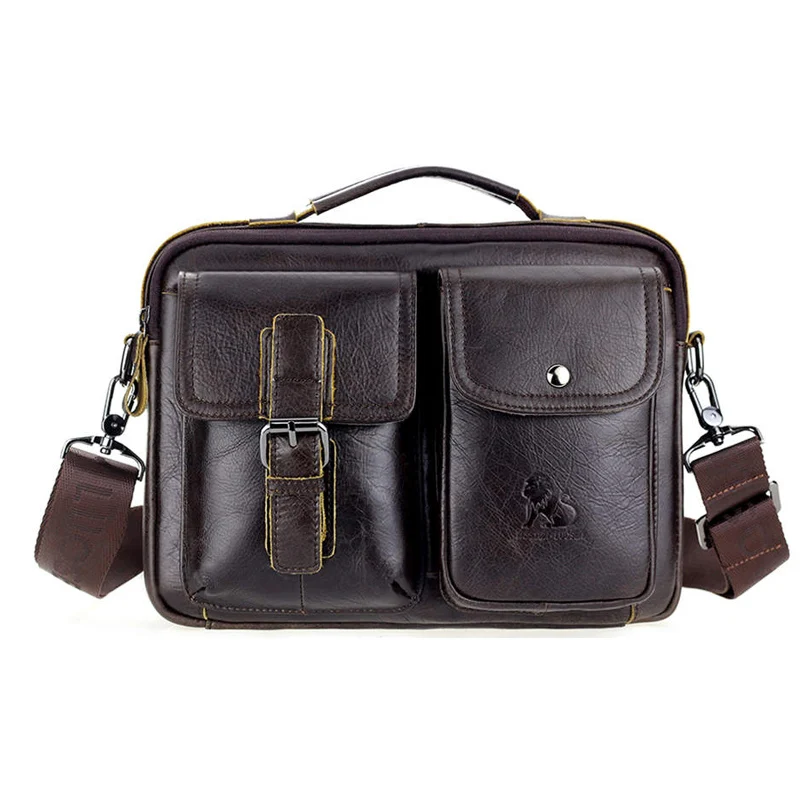 

Genuine Leather Men Brand Bag Shoulder Bag Vintage Male Casual Totes Handbag Cowhide Crossbody Bag Men Business Messenger Bag