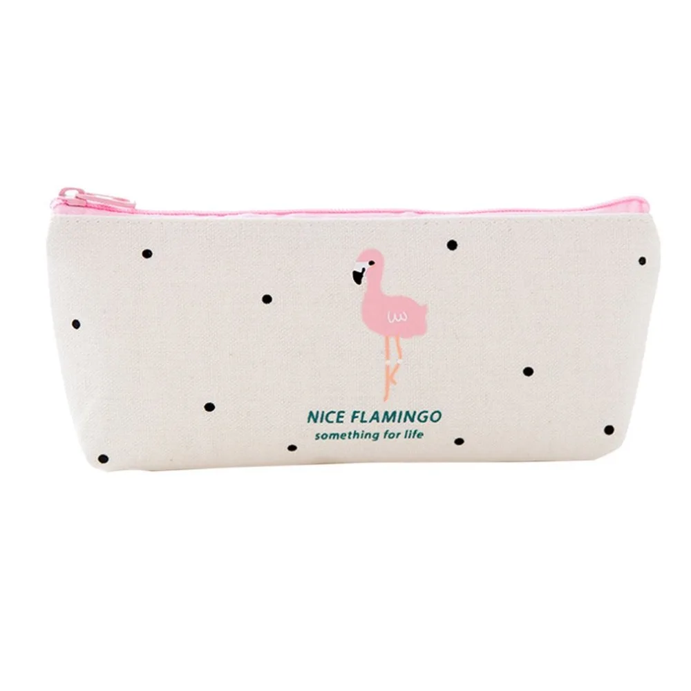 

Korean Simple Design School Pencil Bag Pencil Pouch school Office Stationery Canvas Pencil Case Lovely Flamingo Pattern pen box