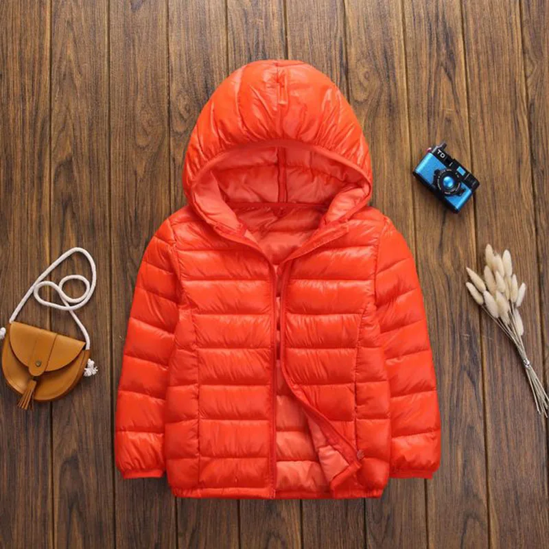 Зимнее пальто, куртки для мальчиков Дети Мода Костюмы осенние куртки для девочек Дети Теплый пуховик Верхняя одежда с капюшоном, пальто возраст 4, 6, 8, 10, 12 лет - Цвет: Оранжевый