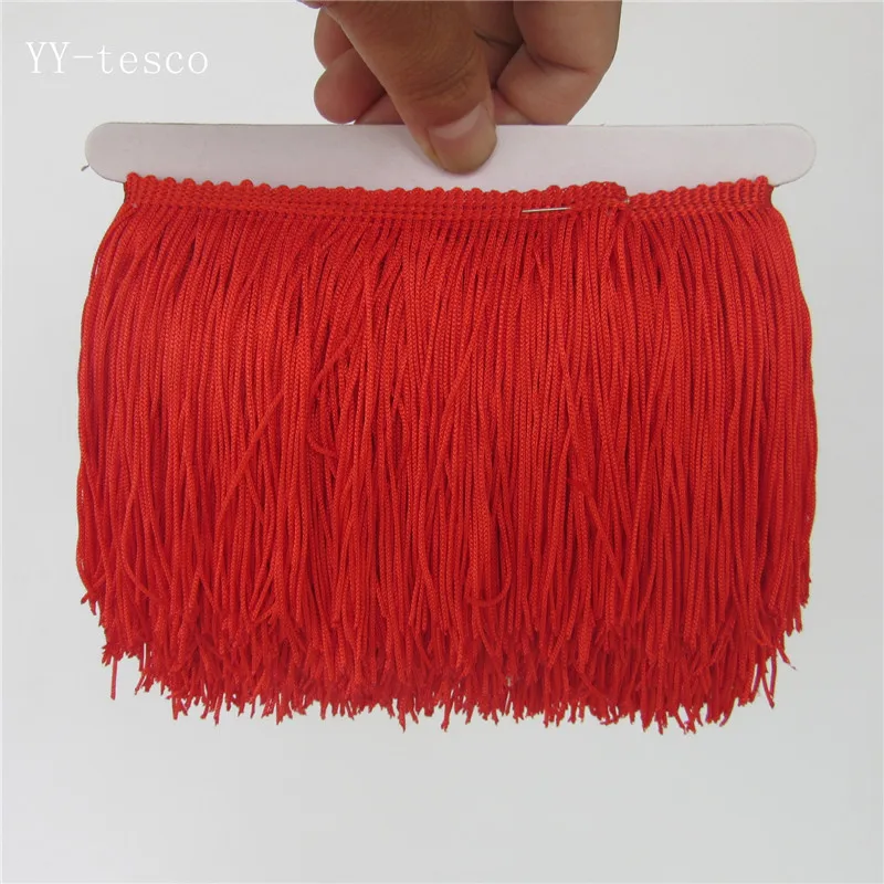 5 ярдов 10 см широкая красная кружевная бахрома отделка отделочная кисточка для латинских платьев сценическая одежда кружевные аксессуары лента кисточка - Цвет: red