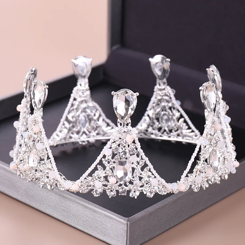 Модная серебряная тиара и короны, кристалл, королевская принцесса, диадема, свадебная круглая корона, украшения для волос для свадьбы, женские аксессуары для волос