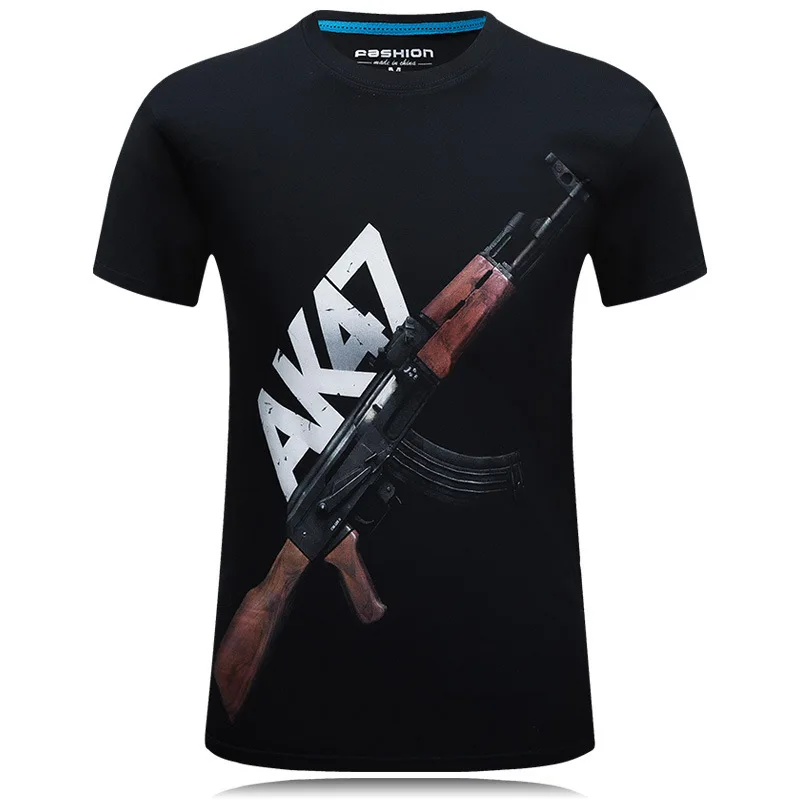 

Summer New T Shirt Men 3D Print Firearms Mens T Shirt Casual Short Sleeve Tops Tees Brand Tee Shirts Homme Tops Plus Size 6xl