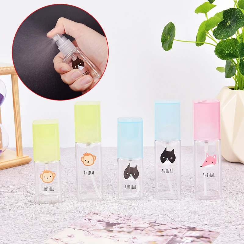 

1pc Hot Mini Cute Cartoon Plastic Transparent 35ml 60ml Empty Spray Atomizer Cosmetic Bottle Make Up Spray Bottle