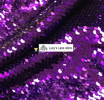 

2018 NEW high end patchwork accessories shiny sequins fabric Purple color 1 Yard