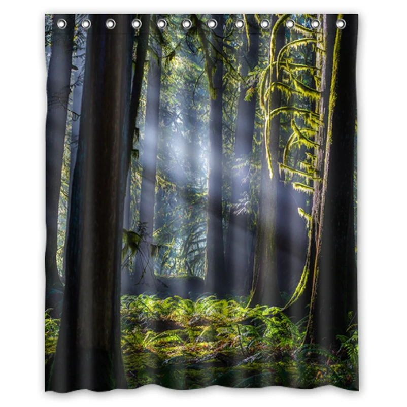nature sunrise forest trees custom design bath waterproof nature design curtains