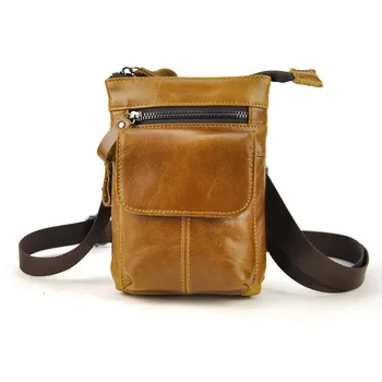 

Genuine Real Leather Small Shoulder Handbag Men Women Casual Travel Bag Cellphone Mobile Purse Fanny Waist Pack Messenger Pouch
