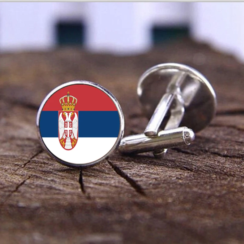 

2017 Serbian flag cufflinks for man luxury elegant costume shirt cuff link wholesale and retail fashion style free shipping
