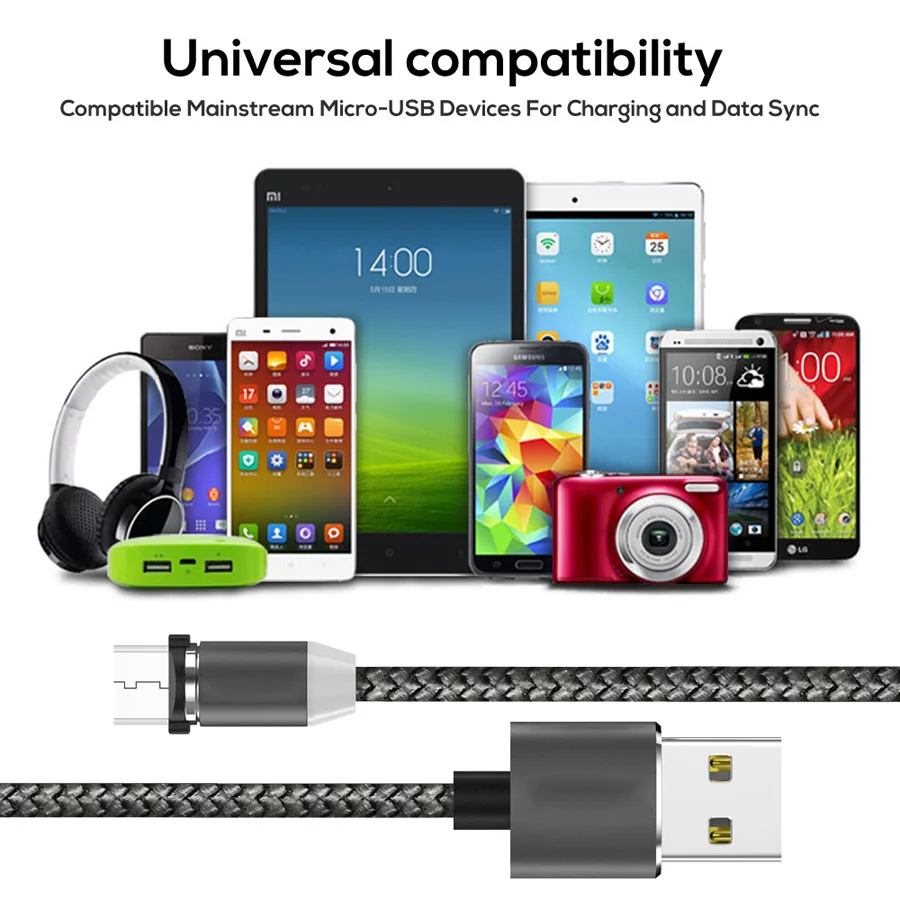 2 метра 6 футов длинное магнитное зарядное устройство для iPhone Магнитный кабель Micro usb type-C зарядный кабель для huawei Hornor 8 9 10 P20 Lite