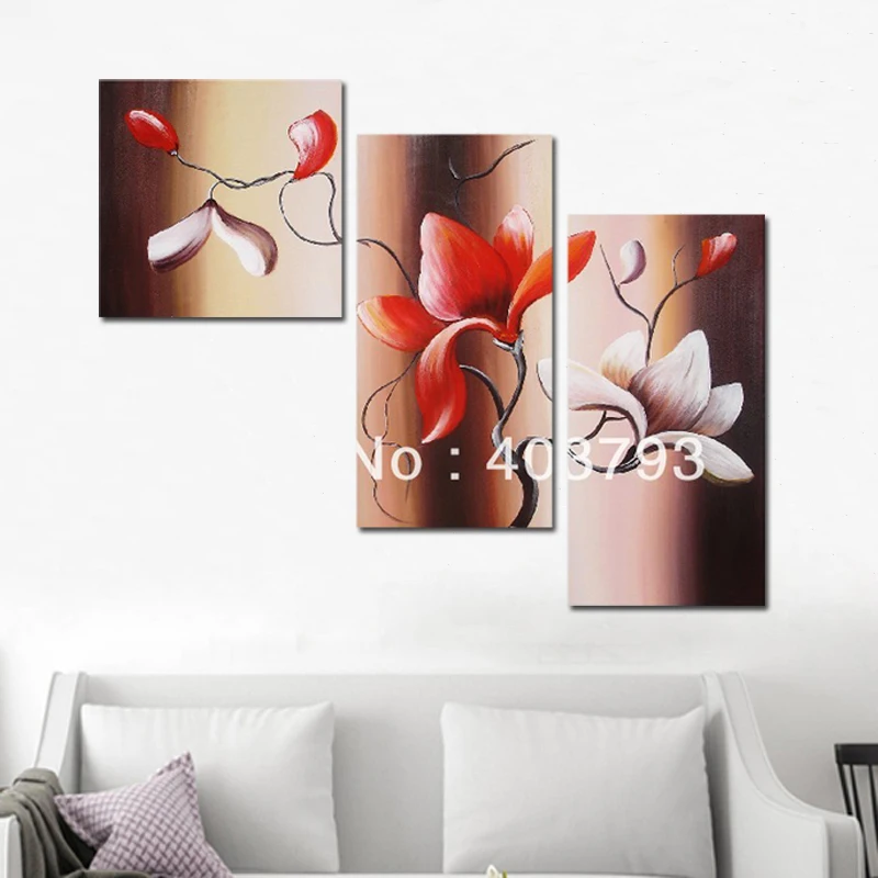 

MODERN ABSTRACT HUGE WALL ART OIL PAINTING ON CANVAS beautiful flower 3Panels free shipping