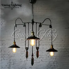 3 головы RH Лофт промышленный E27 светодиодный лампы Эдисона подвесные светильники на полиспасте регулируемые проволочные лампы выдвижной бар украшения освещения