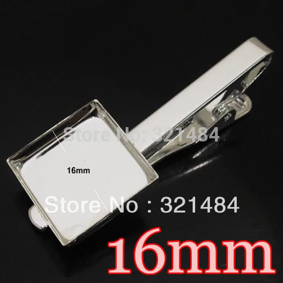 100piece Silver plated DIY Collar Clips Men's Tie Clip Blank with 16mm Square bezel setting findings Wholesale | Украшения и