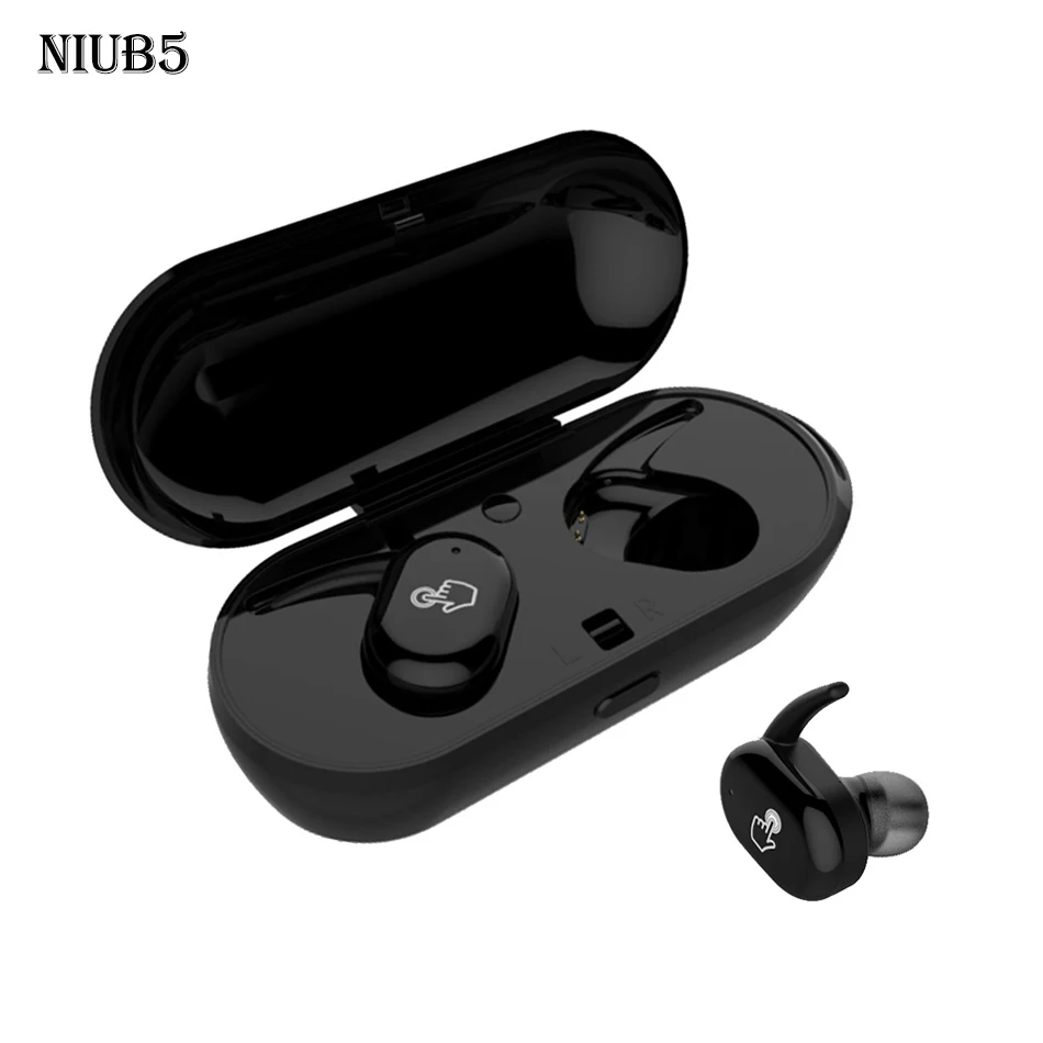 NiUB5 TWS Bluetooth наушники настоящие Беспроводные сенсорные с зарядным устройством