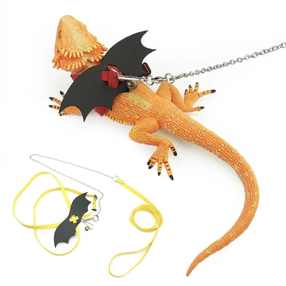 

Lizard Harness Reptile Lizard Traction Rope Pet Outing Leash Belt Winged Leather Traction Rope for Dragon Iguanas Small Animals